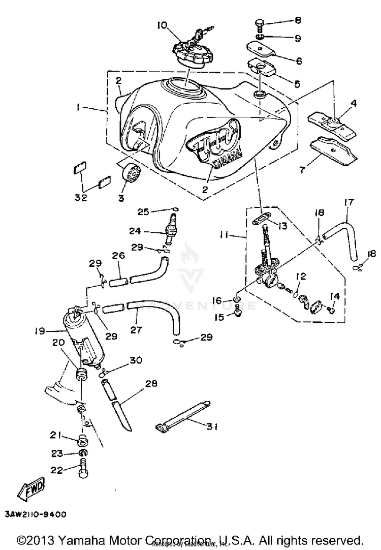Fuel Tank California Model Only Schematic