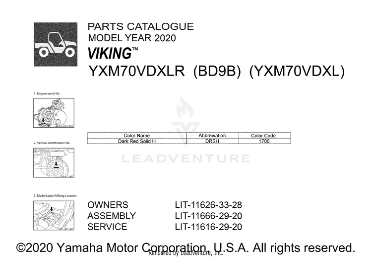 1 Title Page VIKING - YXM70VDXLR - 2020 Schematic