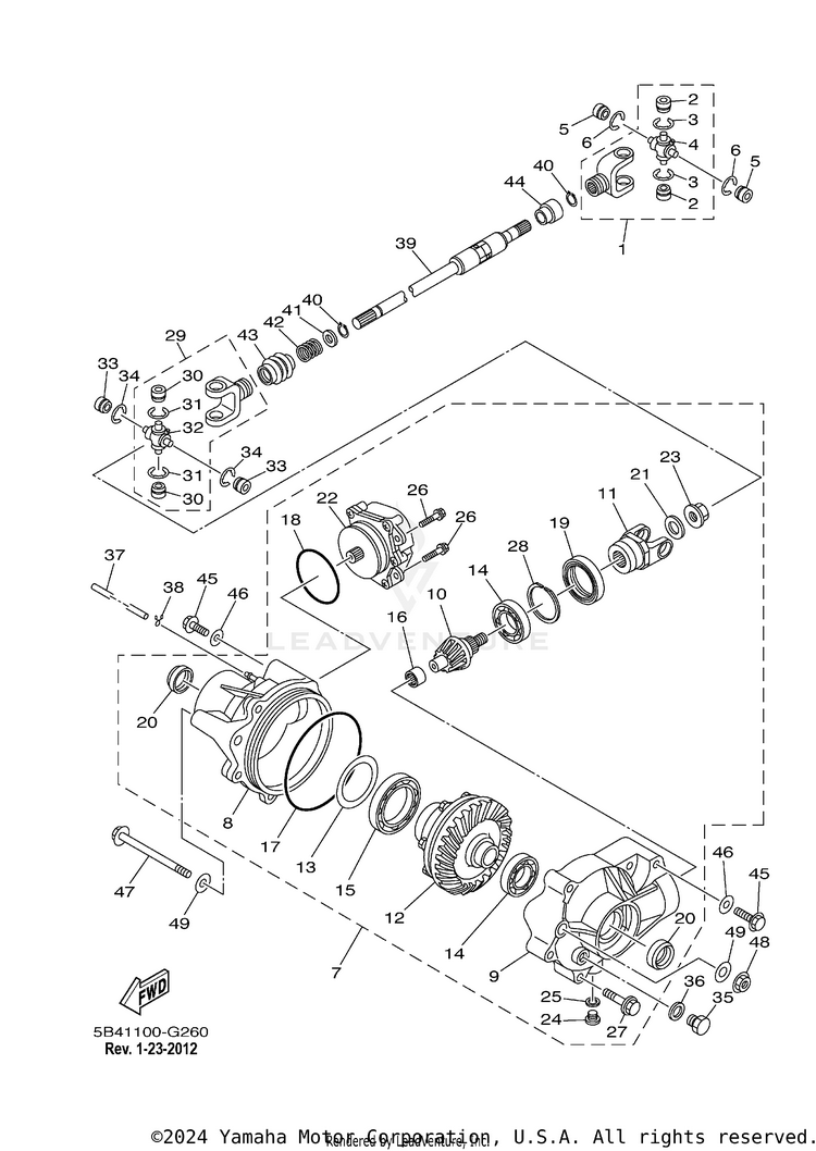 Front Differential RHINO 700 FI SPORT E - YXR7FSP2Y - 2009 Schematic