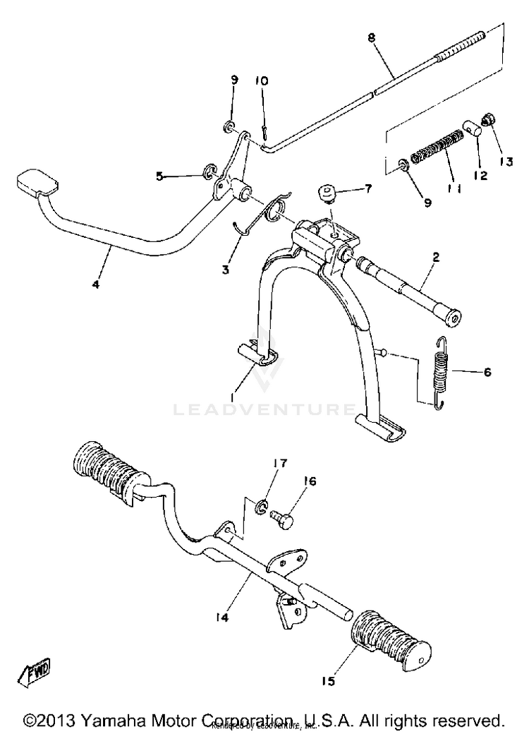 Stand - Footrest - Brake Pedal LB80_3D - 1977 Schematic