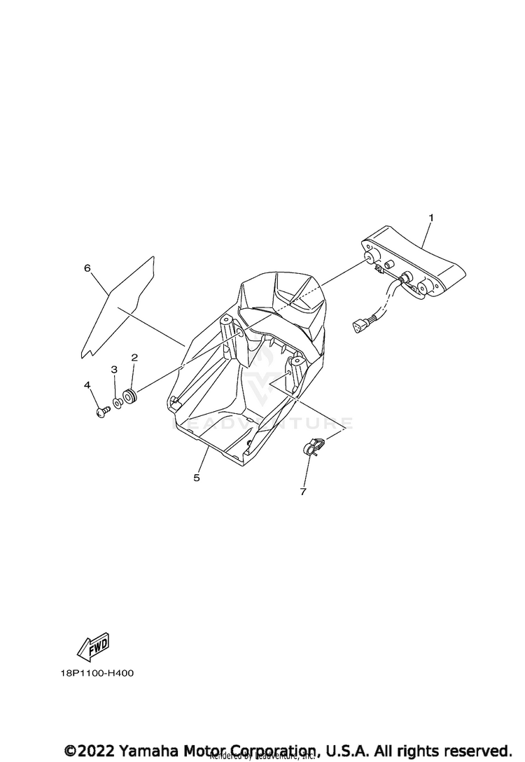 Taillight YFZ450R - YFZ450RFL - 2015 Schematic
