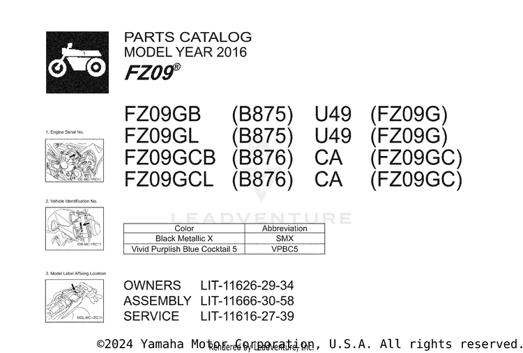 1 Title Page FZ09 CA - FZ09GCB - 2016 Schematic