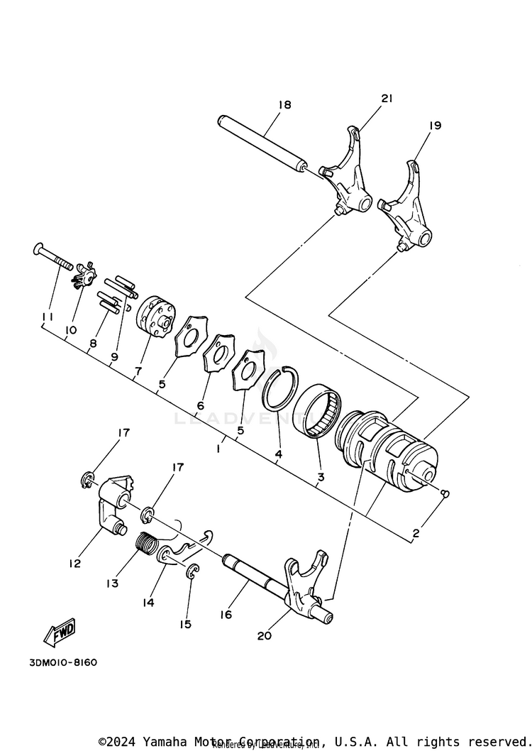 Shift Cam & Fork Schematic