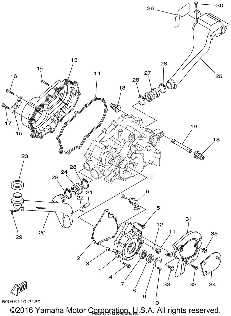 Crankcase Cover 1 KODIAK 4WD - YFM400FAP - 2002 Schematic