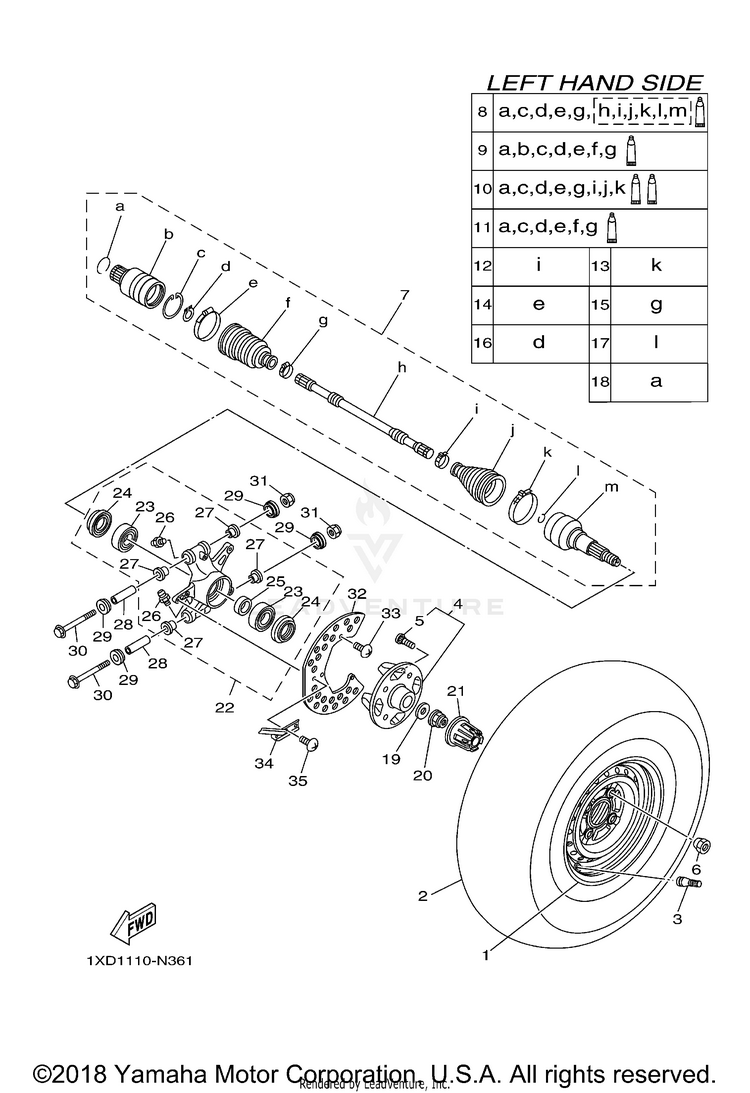 Rear Wheel VIKING EPS - YXM700PFG - 2015 Schematic
