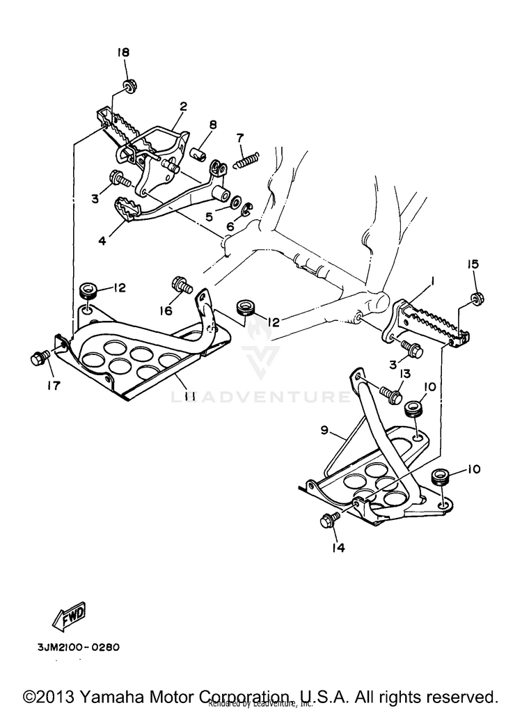 Stand Footrest BLASTER - YFS200J - 1997 Schematic