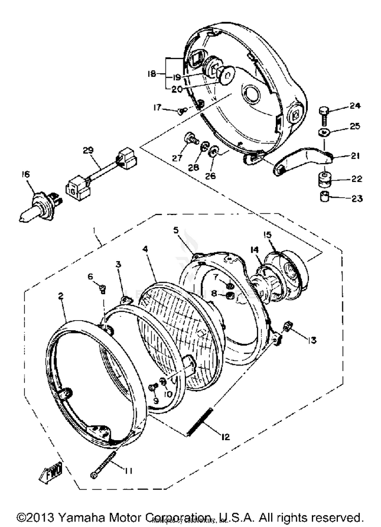 Headlight XS1100LG - 1980 Schematic