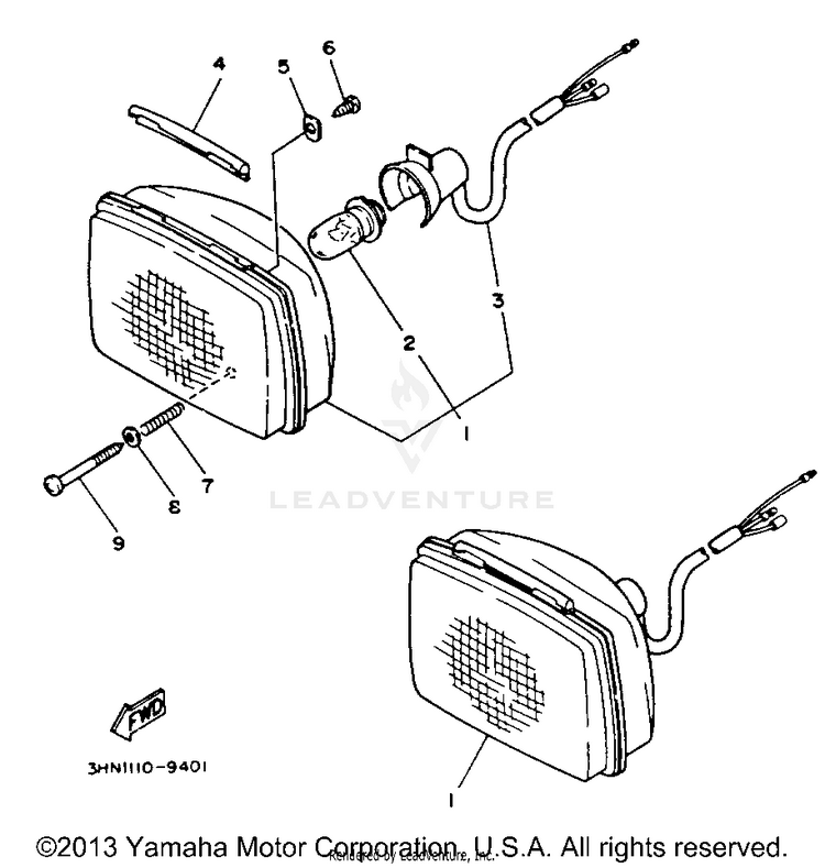 Headlight BIG BEAR 4WD - YFM350FWE - 1993 Schematic