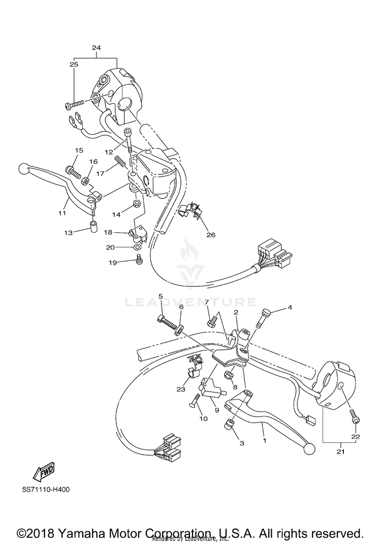 Handle Switch Lever V STAR 950 TOURER - XVS95CTACB - 2011 Schematic