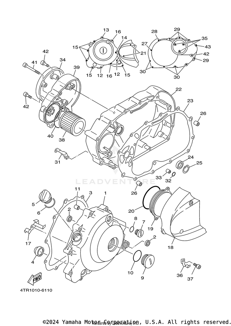 Crankcase Cover 1 V STAR 650 SILVERADO - XVS65ATYCB - 2009 Schematic