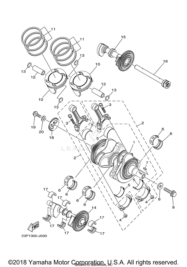 Crankshaft Piston SUPER TENERE - XTZ12HCL - 2017 Schematic