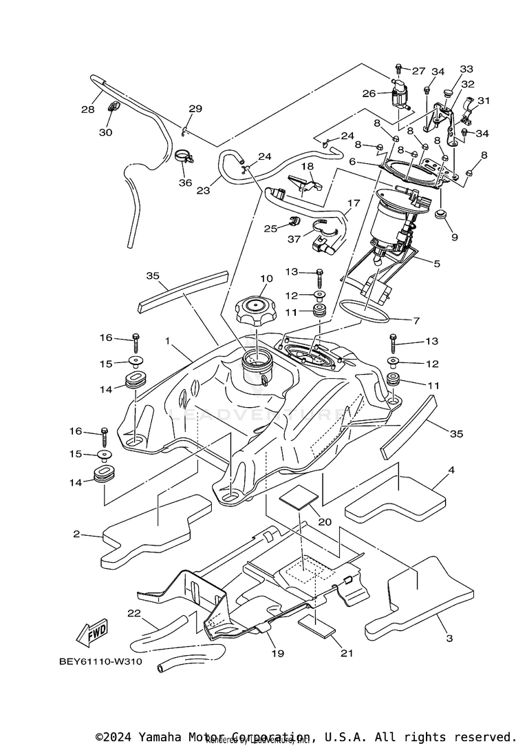 Fuel Tank KODIAK 450 EPS HUNTE - YFM45KPHMH - 2021 Schematic