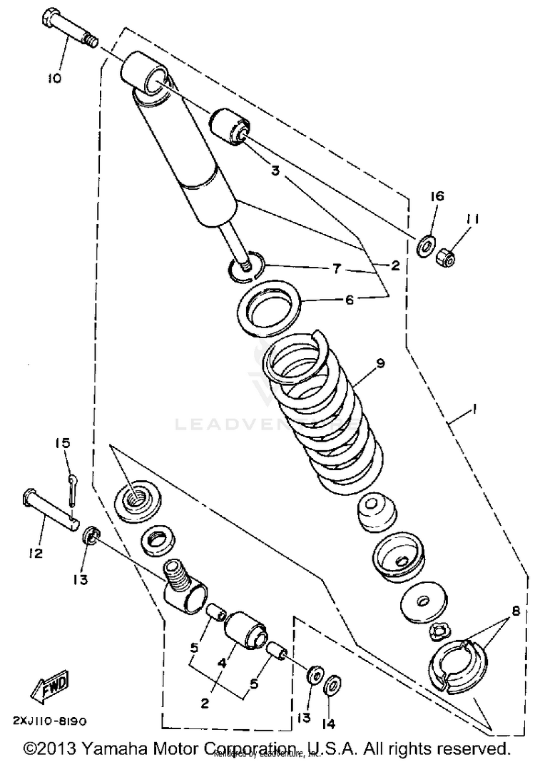 Rear Shocks BLASTER - YFS200B - 1991 Schematic
