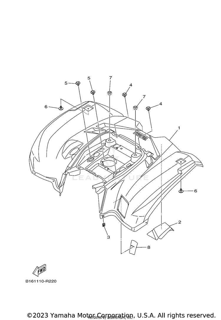 Rear Fender KODIAK 700 EPS - YFM70KPAPG - 2023 Schematic