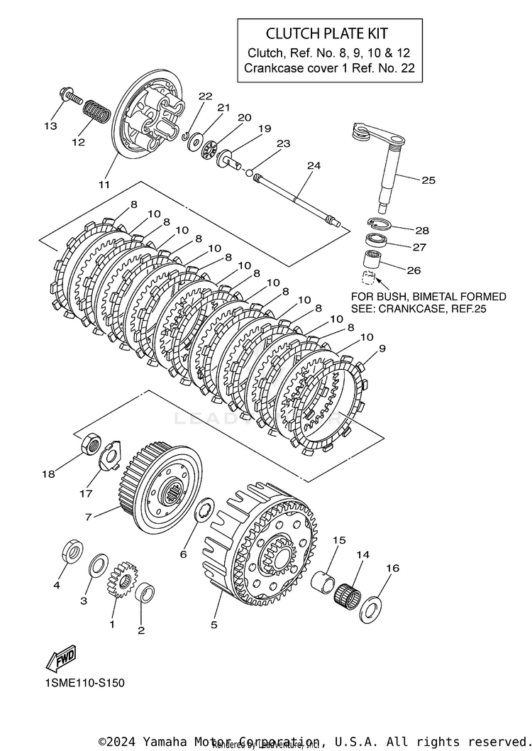 Clutch YZ250F - YZ250FHL - 2017 Schematic