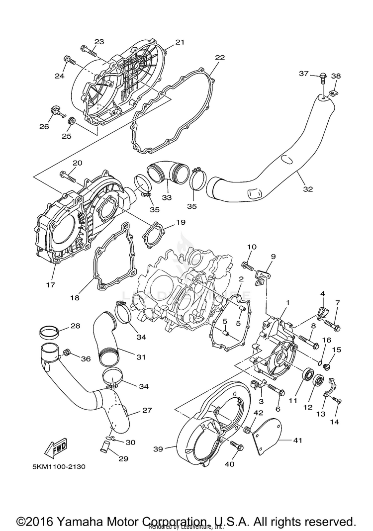 Crankcase Cover 1 GRIZZLY 600 METALLIC SILVER - YFM660FPS - 2002 Schematic