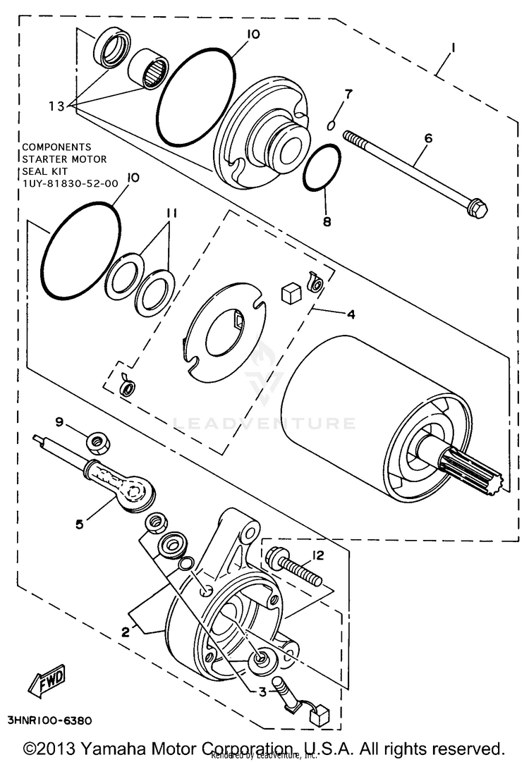Starting Motor KODIAK 4WD - YFM400FWH_ - 1996 Schematic
