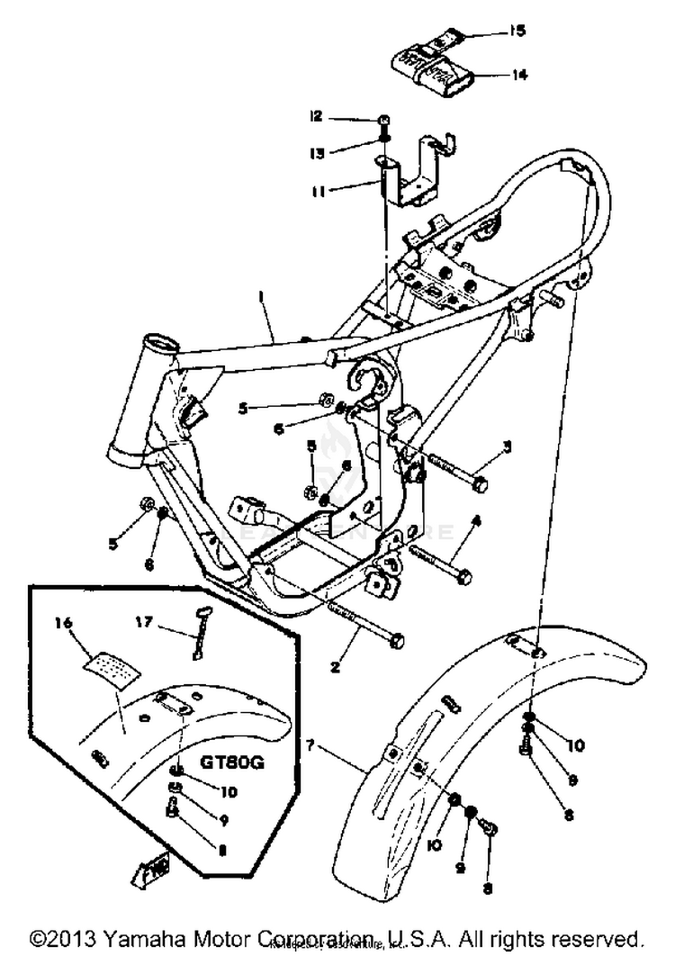 Frame - Rear Fender GT80E - 1978 Schematic