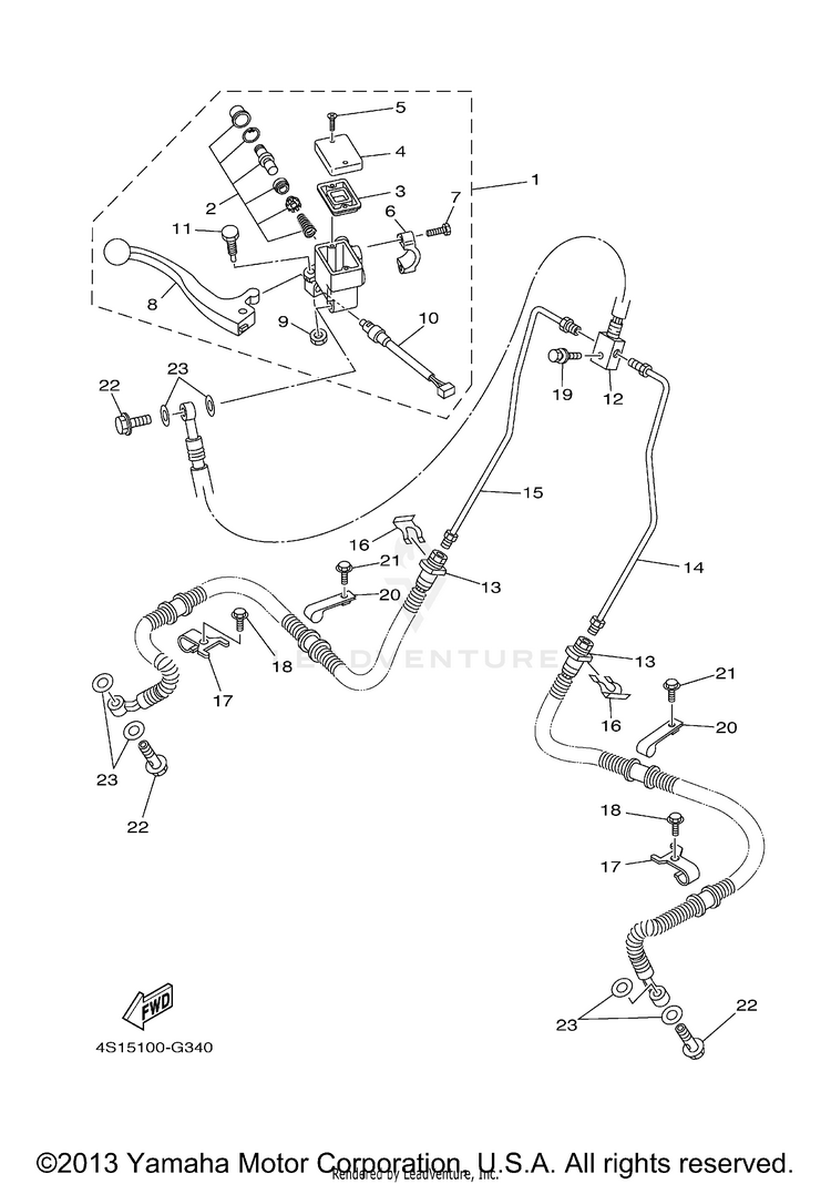 Front Master Cylinder BIG BEAR 400 4WD - YFM40FBYB - 2009 Schematic