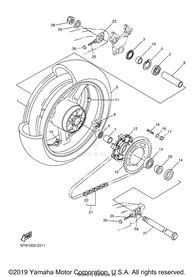 Rear Wheel R1 - YZFR1RC - 2003 Schematic