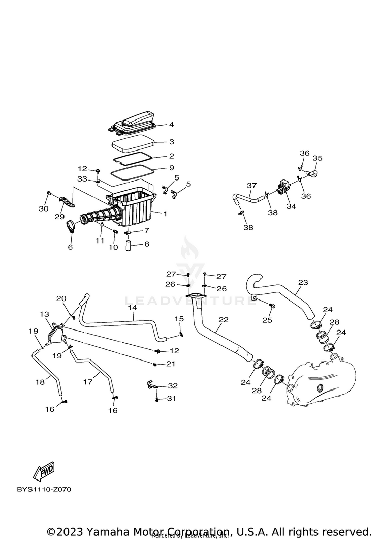 Intake RAPTOR 110 - YFM01RYXRG - 2024 Schematic