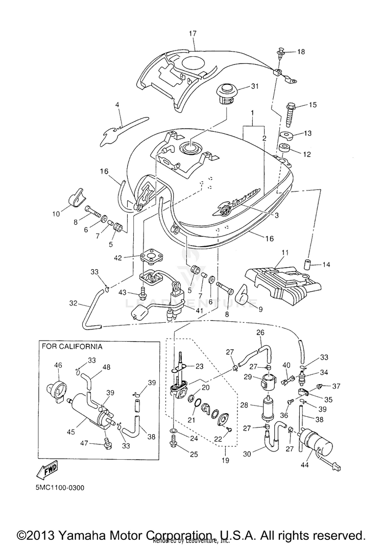 Fuel Tank VENTURE MM LIMITED EDITION (CA Ed.) - XVZ13TFSMC - 2000 Schematic