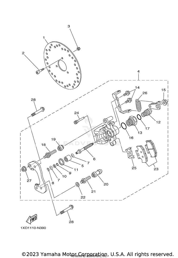 Rear Brake Caliper 2 VIKING EPS SE - YXM700PSFS - 2015 Schematic
