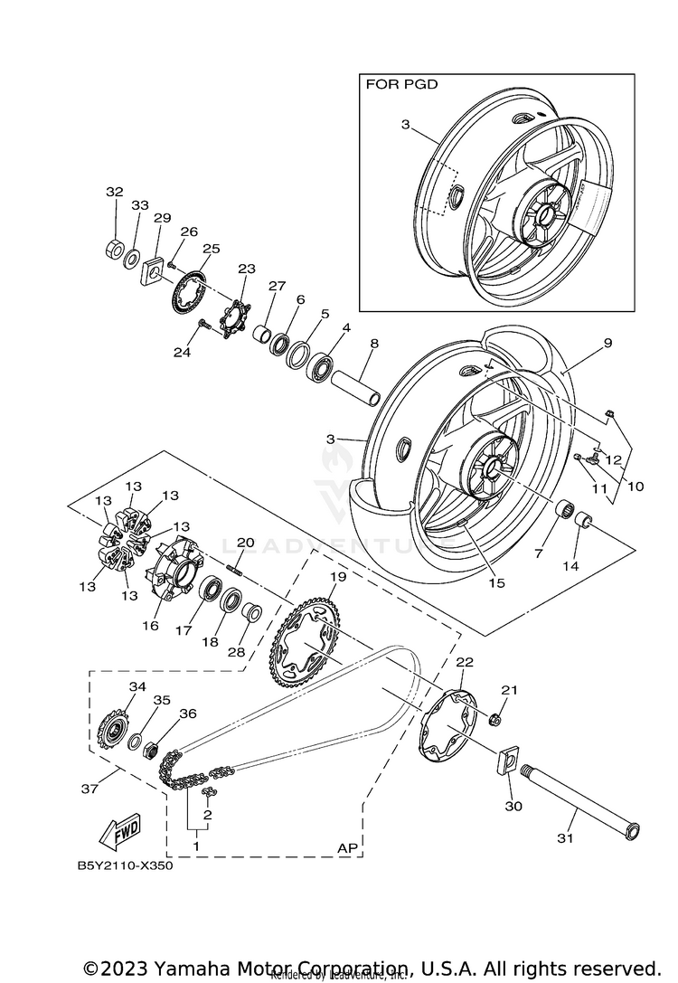 Rear Wheel MT10 - MT10NCB - 2022 Schematic
