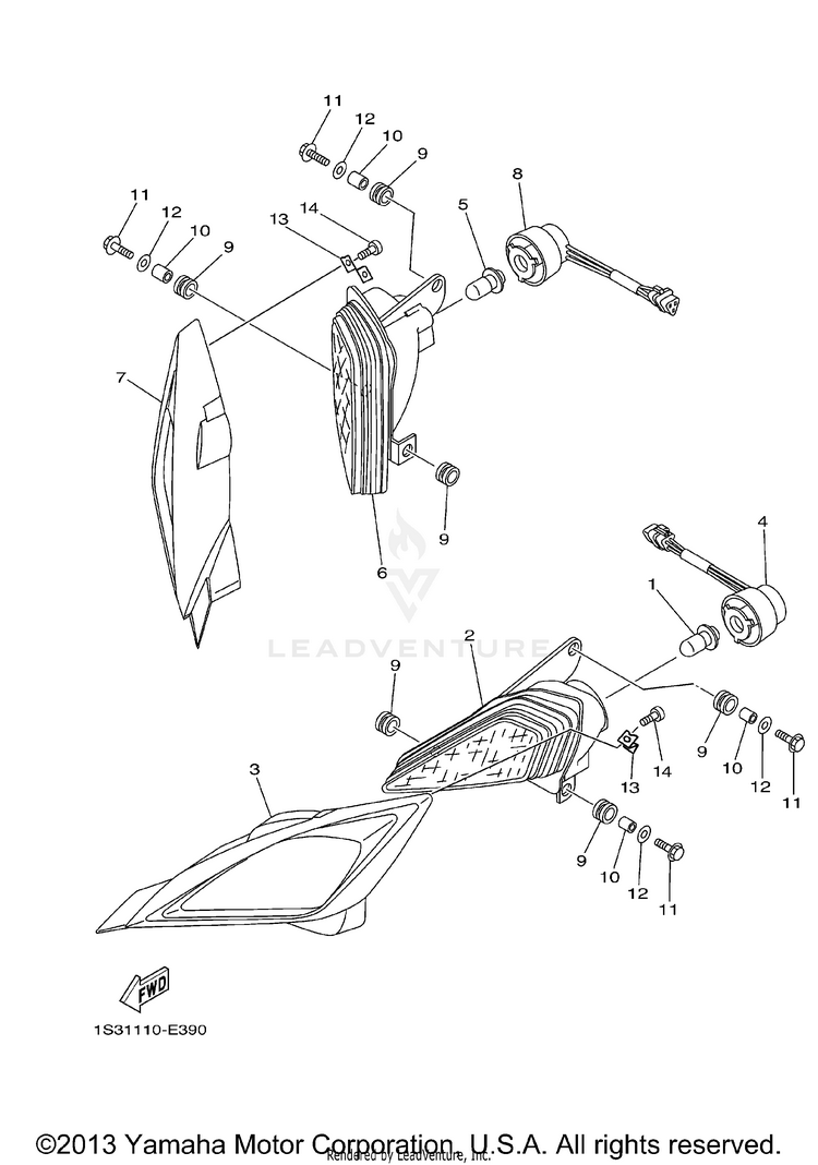 Headlight RAPTOR 700 - YFM700RV - 2006 Schematic