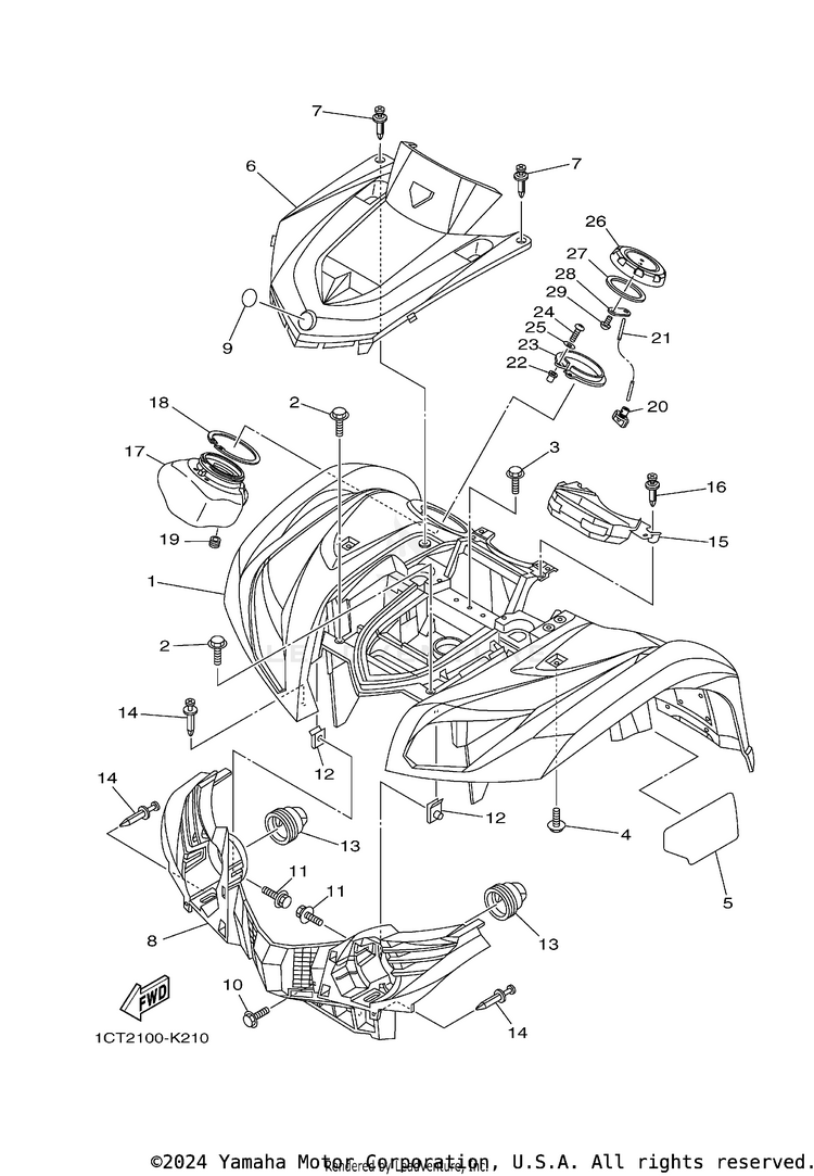 Front Fender GRIZZLEY 450 HUNTING - YFM450DAEH - 2014 Schematic