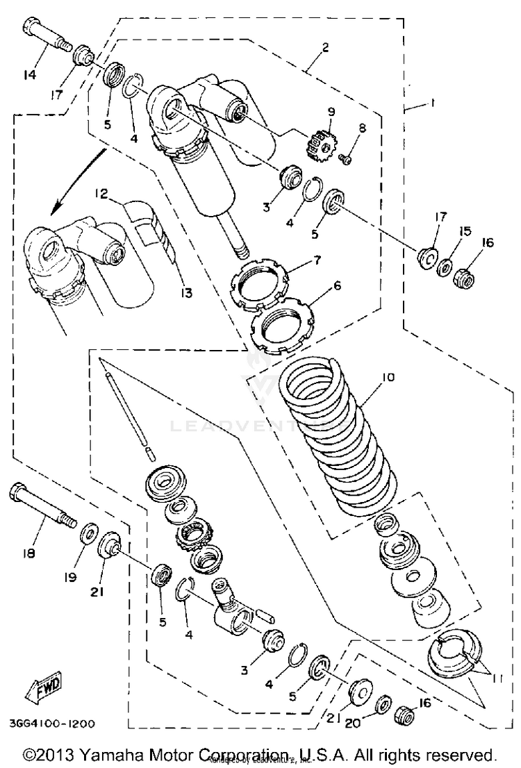 Rear Shocks BANSHEE - YFZ350D - 1992 Schematic