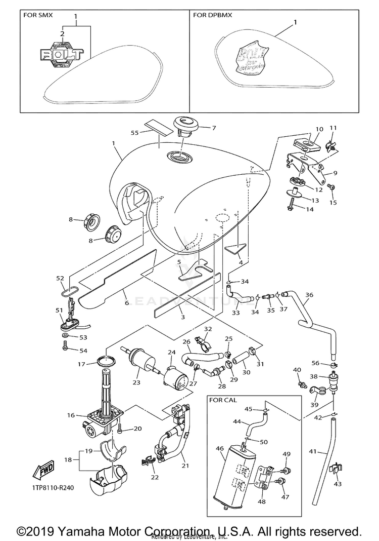 Fuel Tank BOLT - XVS95CGCB - 2016 Schematic