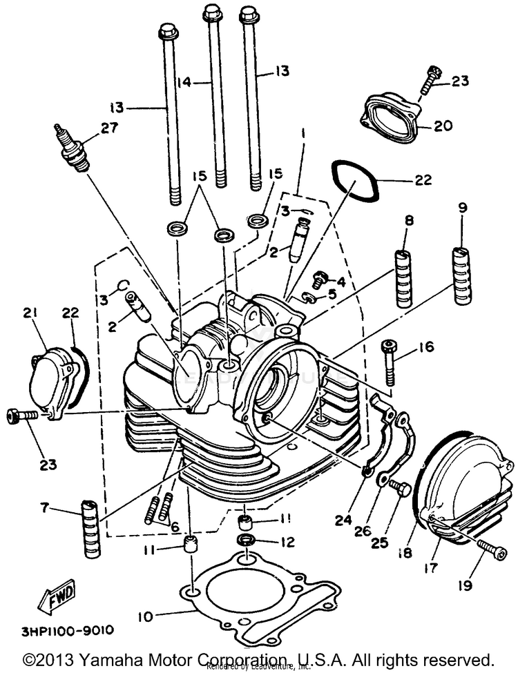 Cylinder Head BIG BEAR (ME & NH Only) - YFM350FWD_MNH - 1992 Schematic