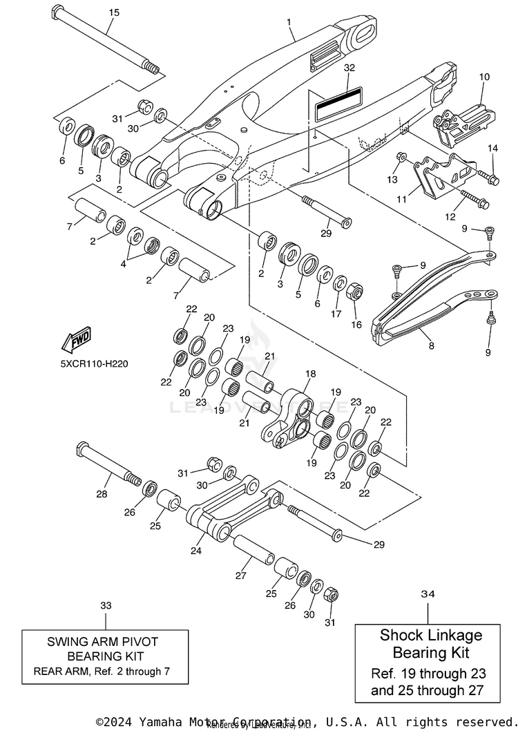 Rear Arm YZ250FB - YZ250FBL - 2012 Schematic
