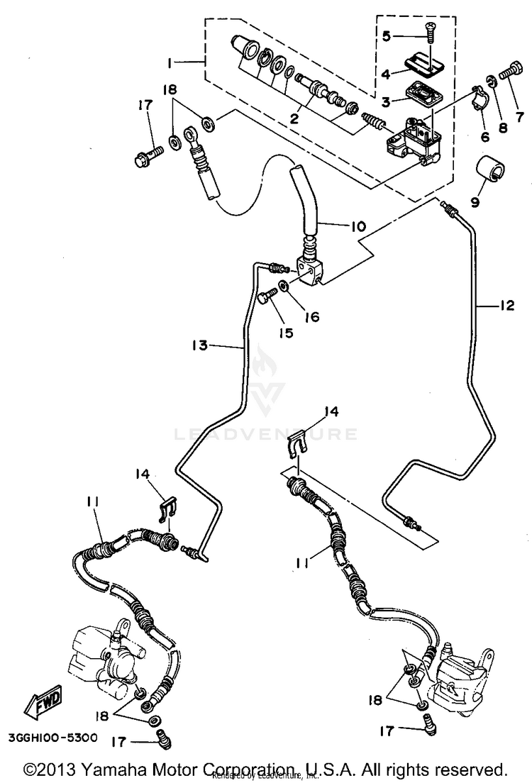 Front Master Cylinder BANSHEE - YFZ350G - 1995 Schematic