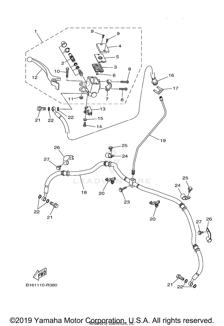 Front Master Cylinder KODIAK 700 - YFM70KDXJG - 2018 Schematic