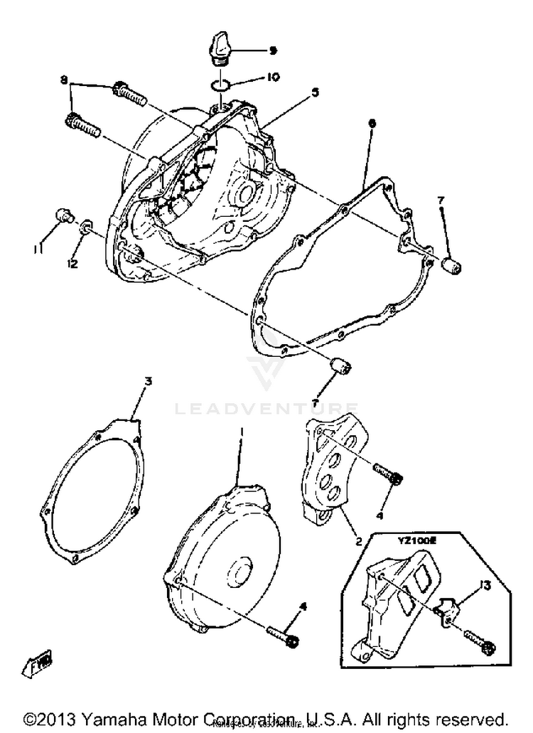 Crankcase Cover Yz100 E - F Schematic