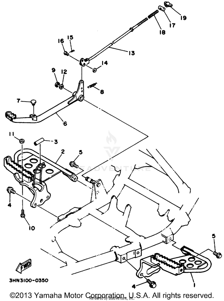 Stand - Footrest BIG BEAR (ME & NH Only) - YFM350FWD_MNH - 1992 Schematic