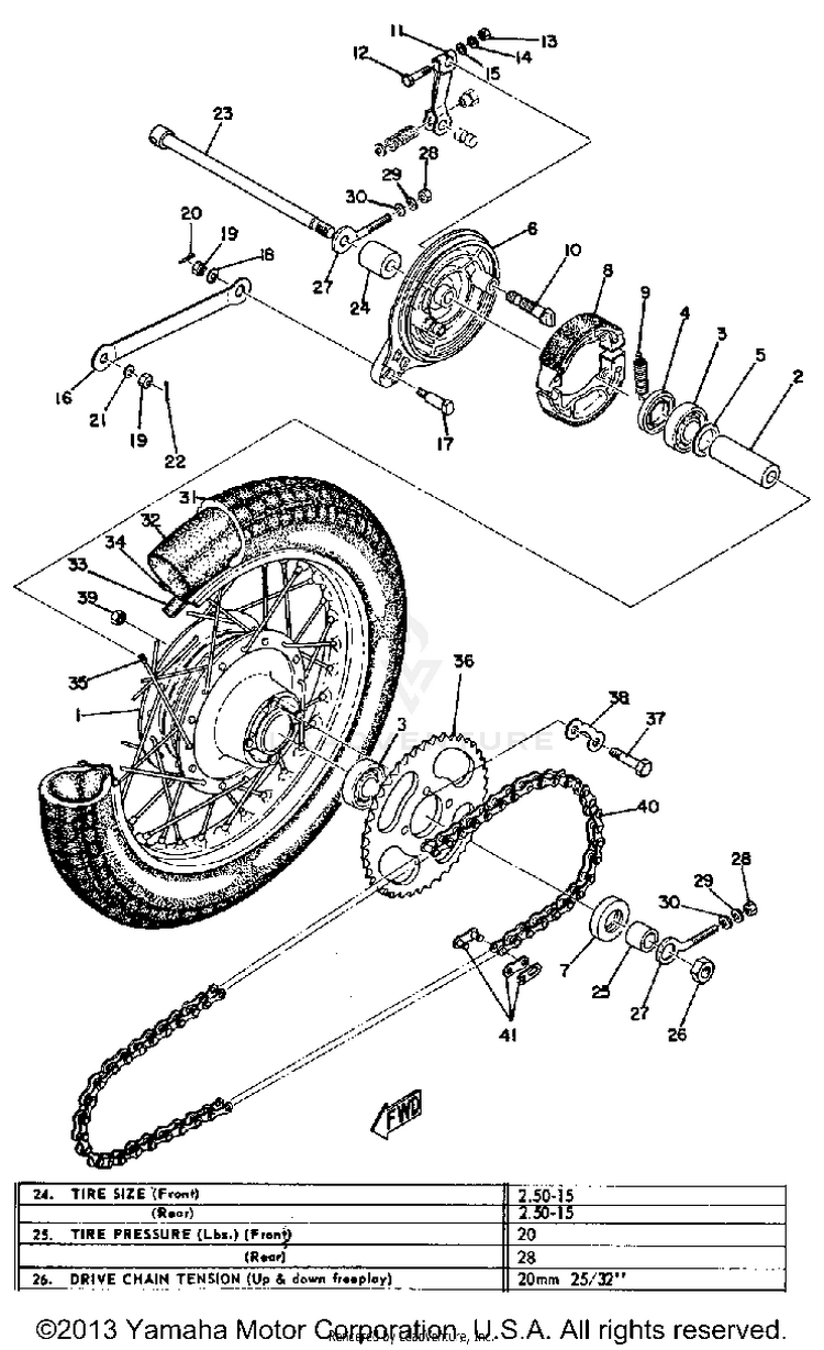 Rear Wheel JT1 - 1971 Schematic