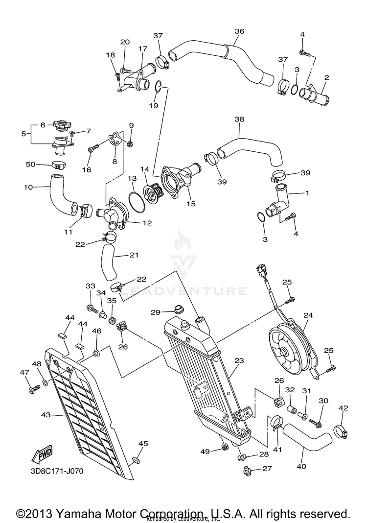 Radiator Hose V STAR 1300 TOURER - XVS13CTZCB - 2010 Schematic