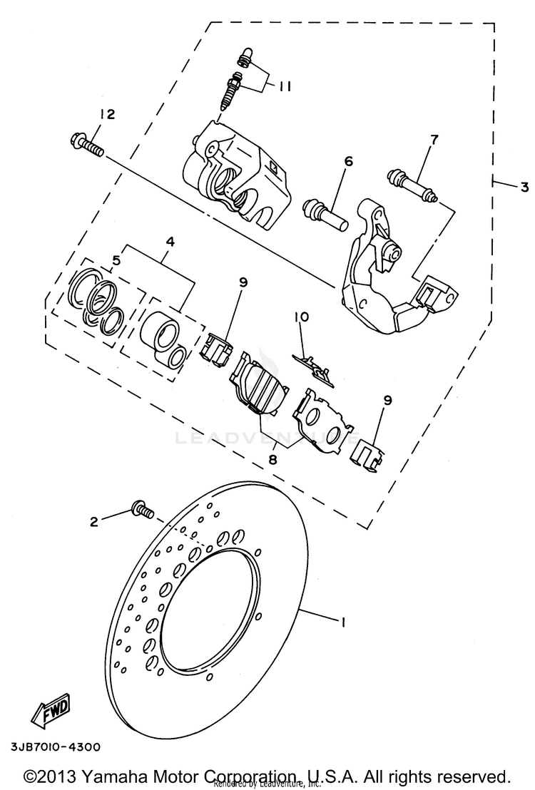 Front Brake Caliper VIRAGO 535 - XV535HC - 1996 Schematic