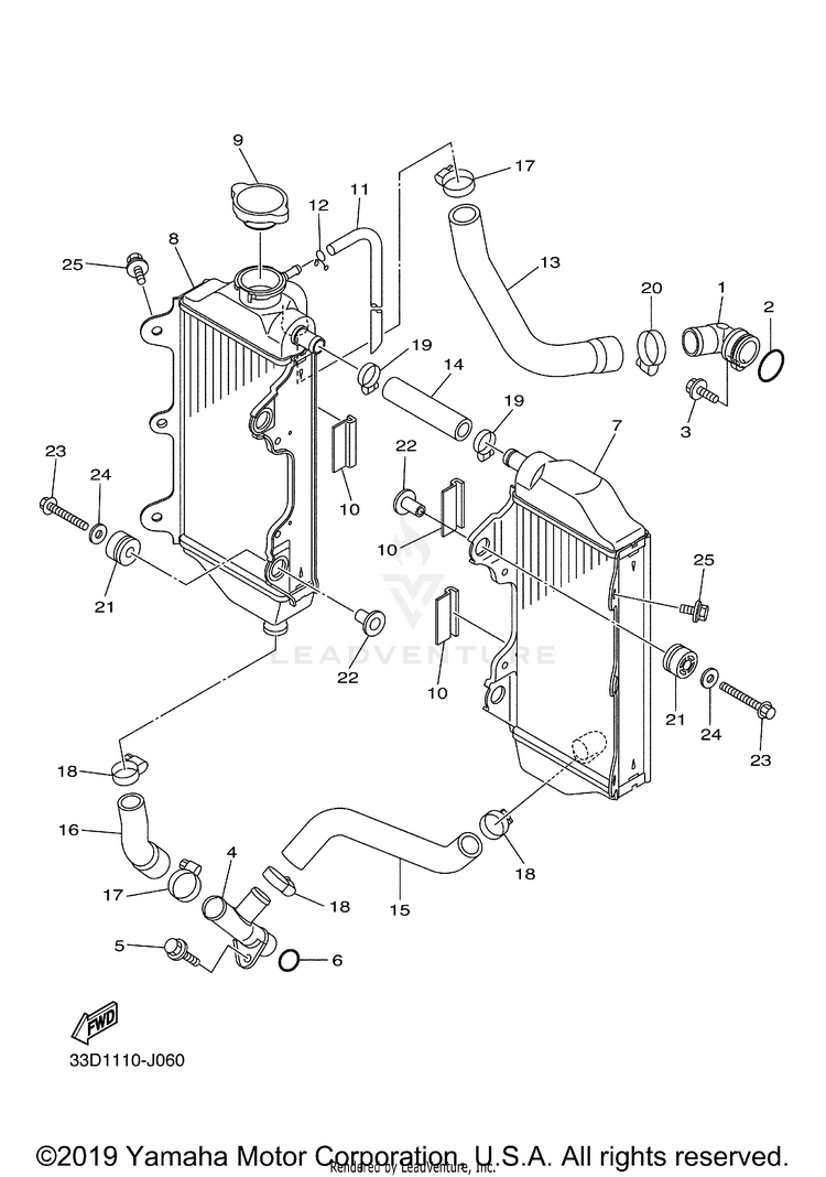 Radiator Hose YZ450FB - YZ450FBL - 2012 Schematic