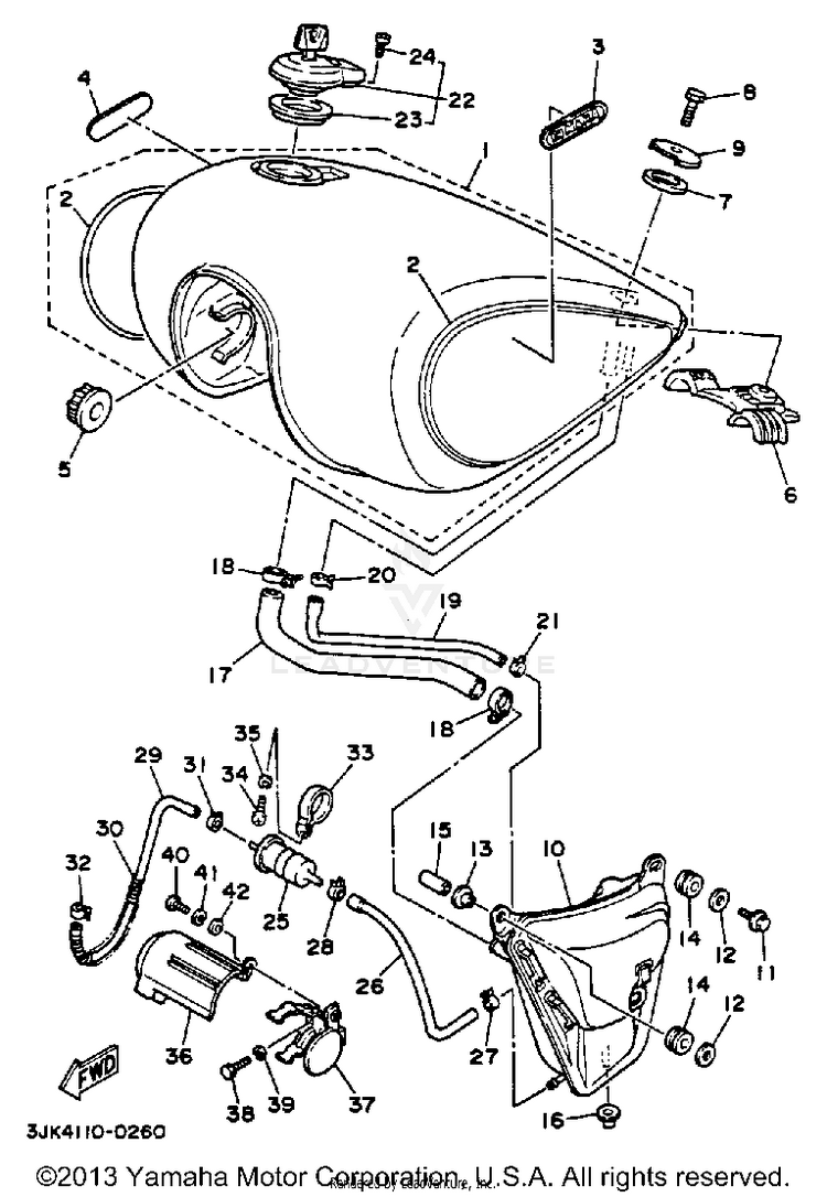 Fuel Tank Non California Model Schematic