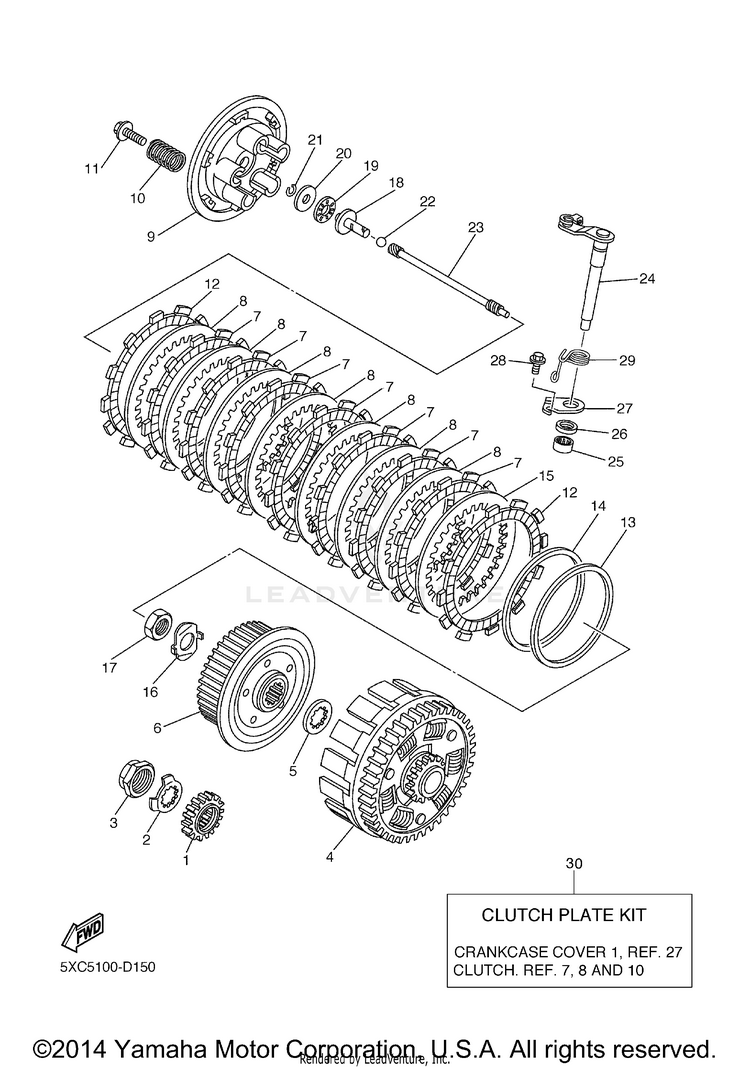 Clutch YZ250F - YZ250FV - 2006 Schematic