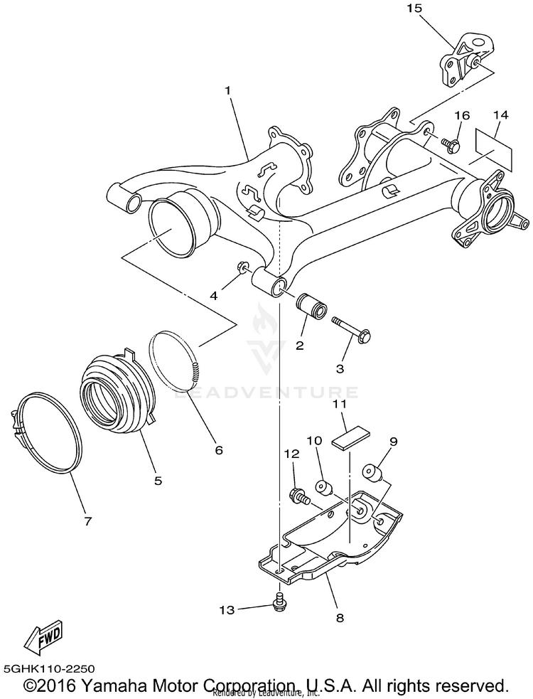 Rear Arm KODIAK 4WD - YFM400FAP - 2002 Schematic