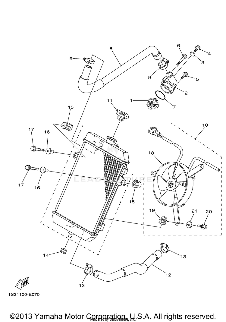 Radiator Hose RAPTOR 700 - YFM700RV - 2006 Schematic