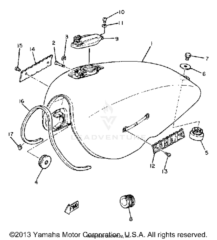 Fuel Tank XS1100LH - 1981 Schematic