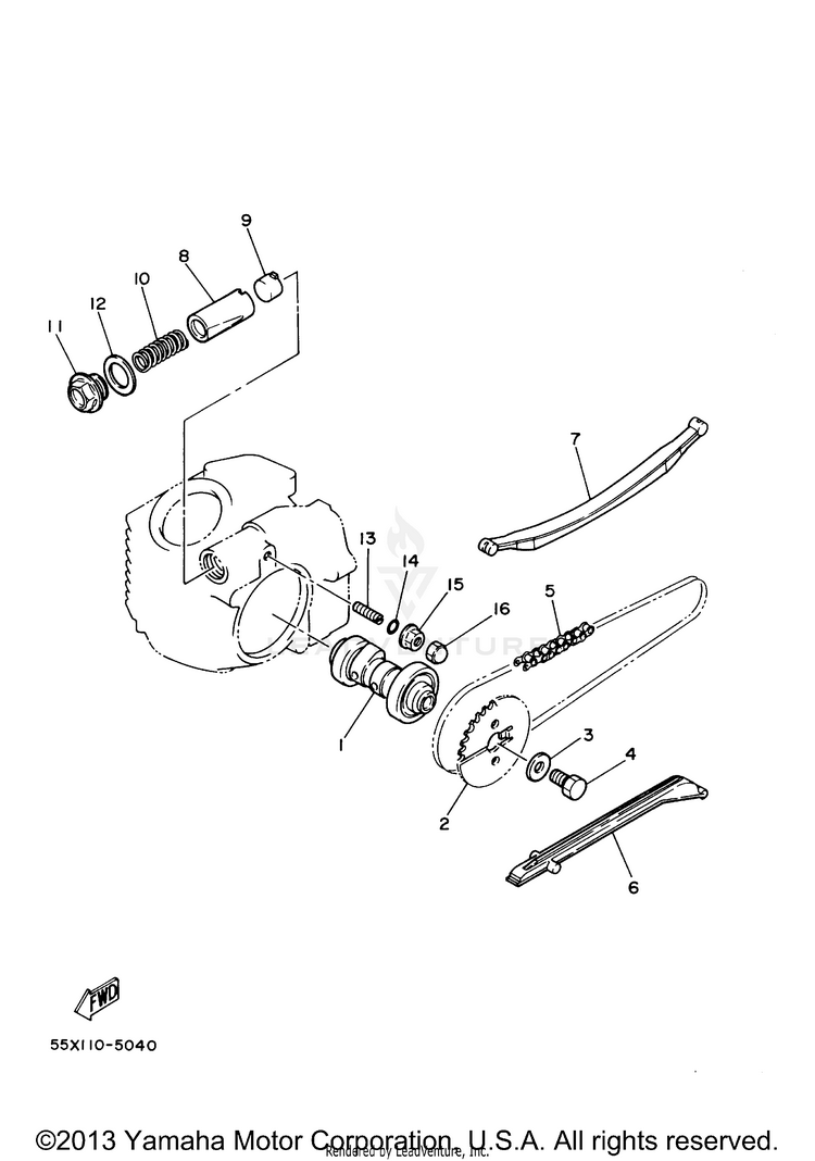 Camshaft Chain GRIZZLY 80 - YFM80GW - 2007 Schematic