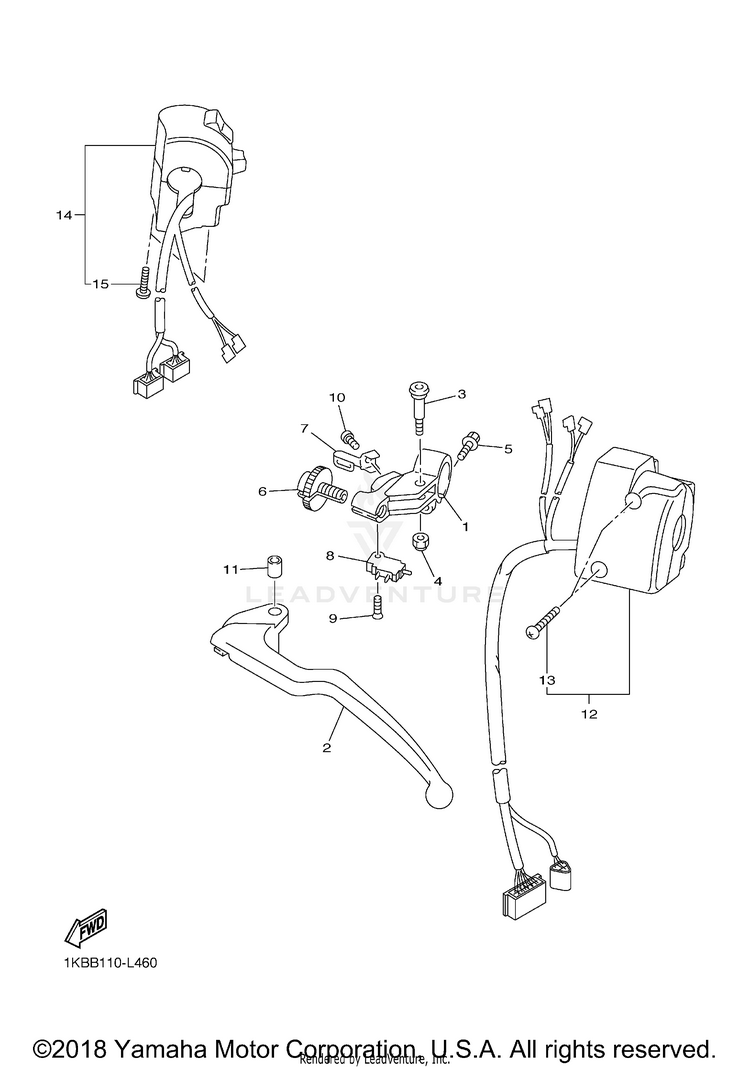 Handle Switch Lever YZFR1 WORLD GP 50TH - YZFR1BCGP - 2012 Schematic