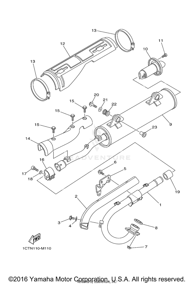 Exhaust GRIZZLY 450 4WD - YFM45FGDGR - 2013 Schematic